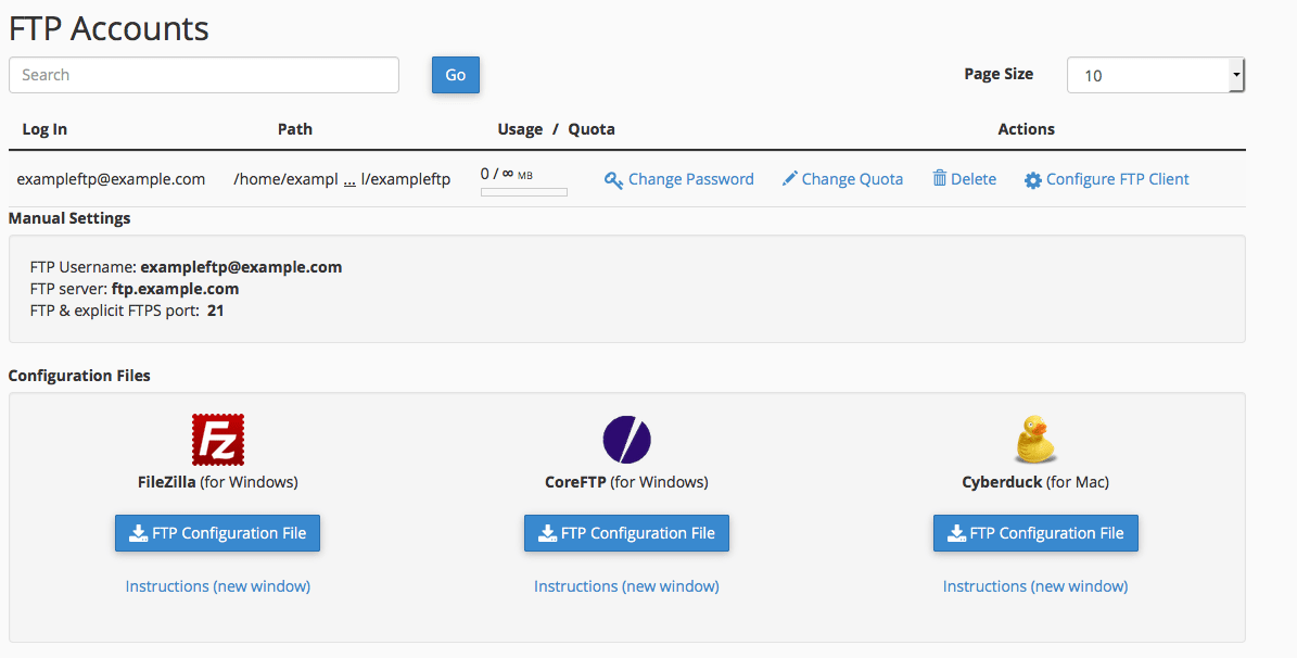 FTP config