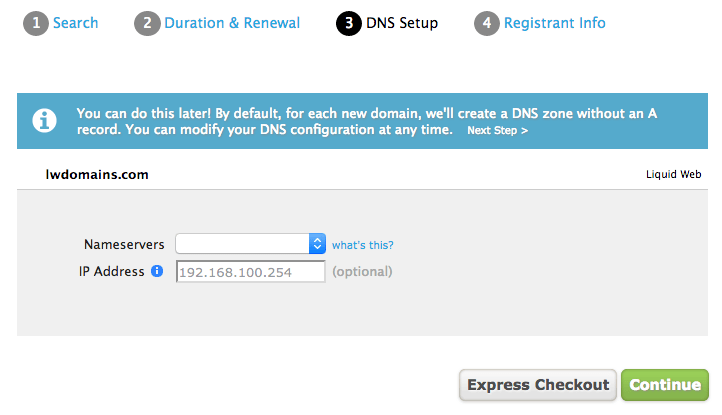 Set up your nameservers within the LIquid Web control panel for new domains!