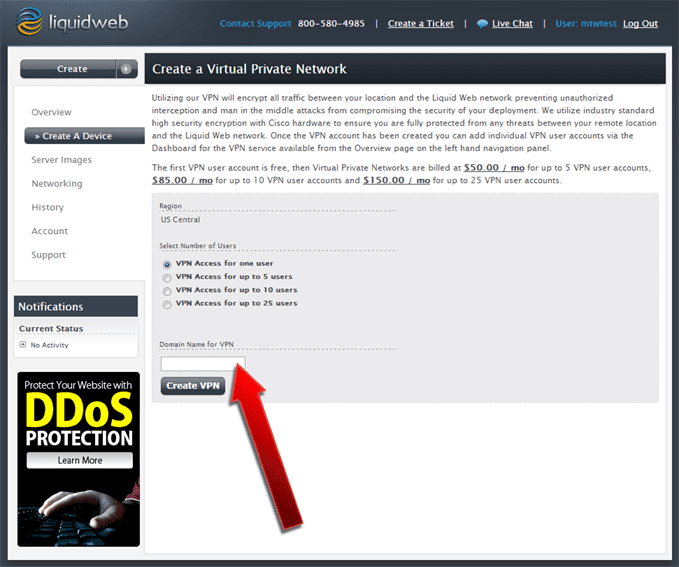 How To Connect to Your Liquid Web VPN - 03 Create VPN