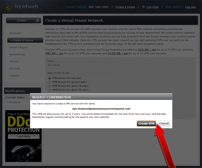 How To Connect to Your Liquid Web VPN - 04 Confirmation