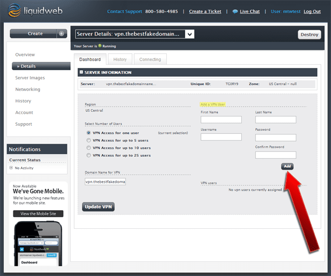 How To Connect to Your Liquid Web VPN - 05 Add User