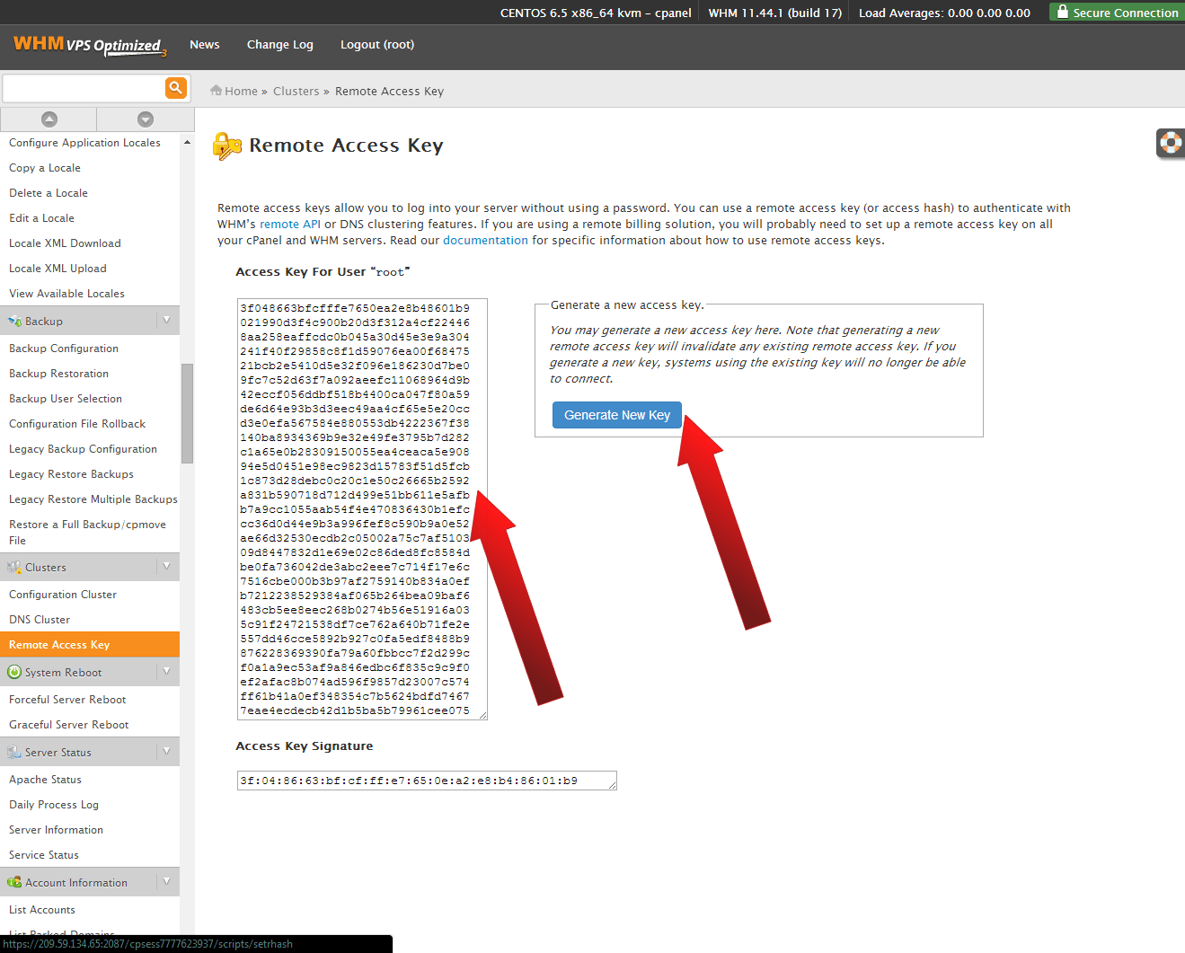 How to Setup a Remote Access Key in cPanel 11