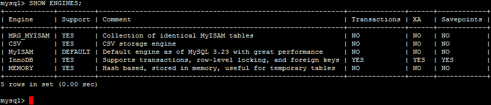 How to Display MySQL Storage Engines