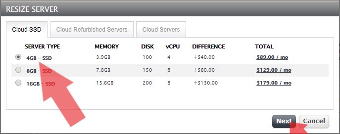 Select 4 GB Cloud SSD VPS