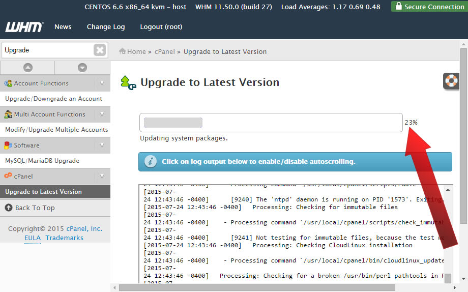 How to Upgrade and Patch cPanel WHM