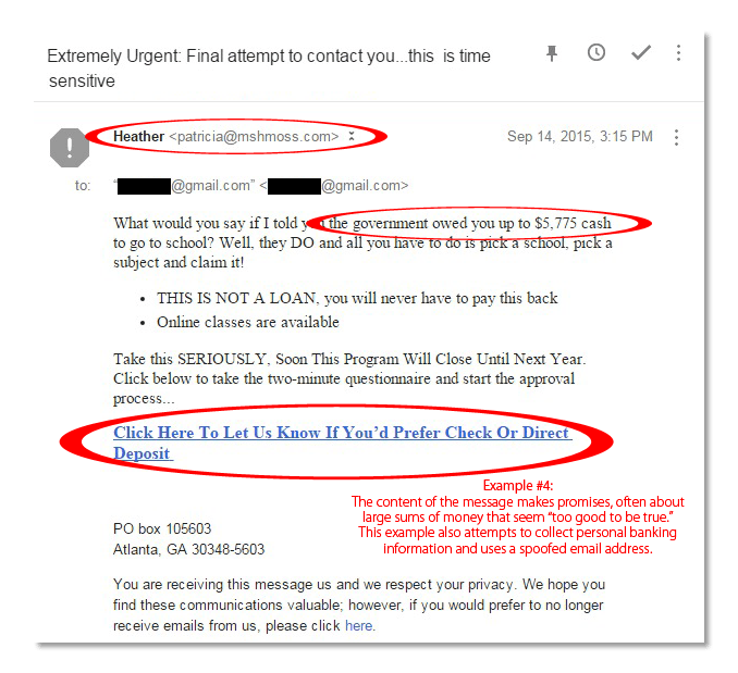 email spam examples