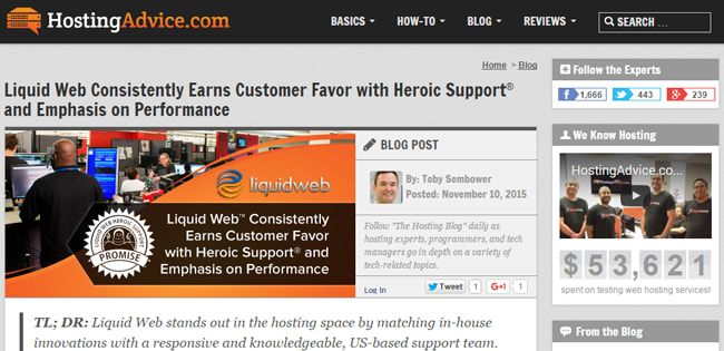 Web Hosting Reviews Site “HostingAdvice.com” Talks to Liquid Web Marketing and Sales Directors About Heroic Support®