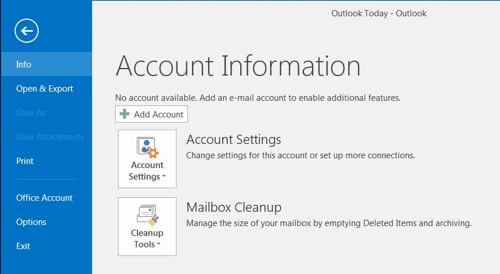 add additional accounts to outlook 2016