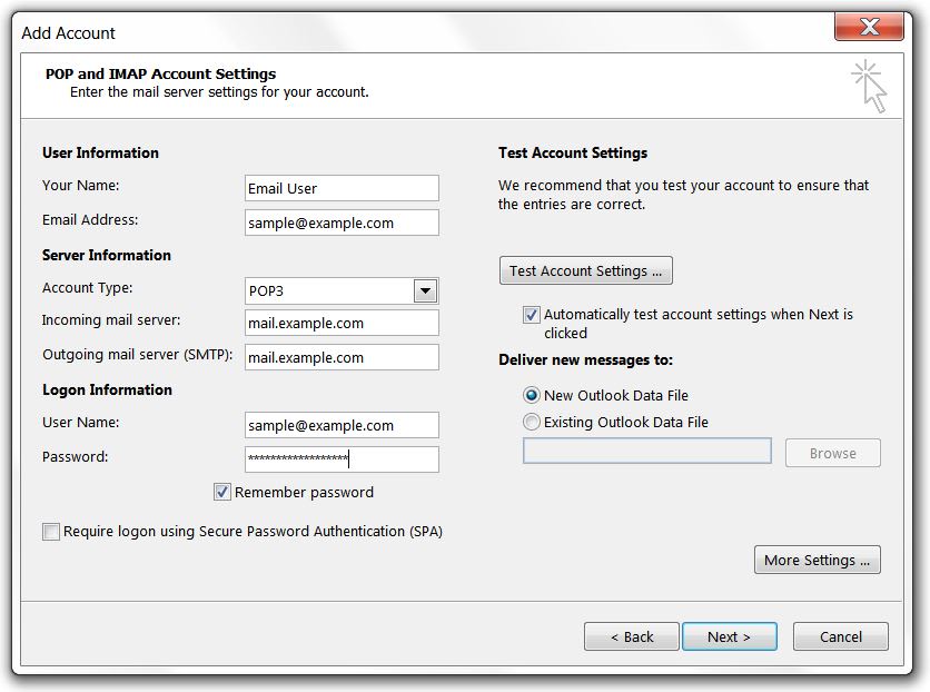 Non-SSL Account Settings