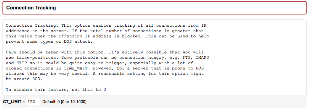 Connection tracking limit