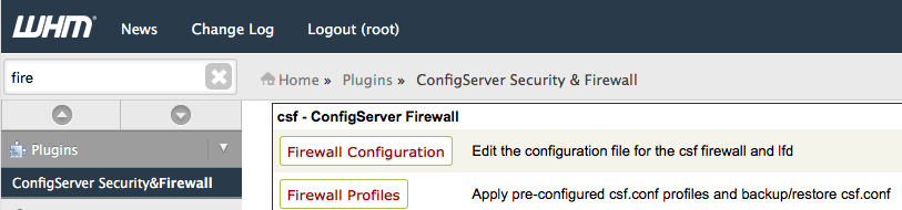 Open the Firewall Configuration in WHM