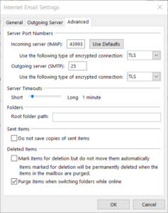 Advanced E-mail screen settings