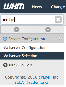 Mailserver Selection in WHM