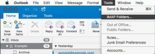 how to set up folders in outlook for mac