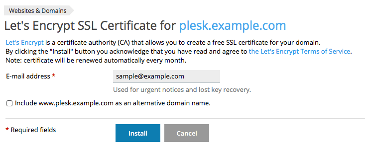 letsencrypt plesk