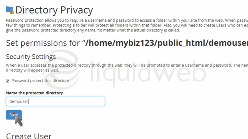 cpanel how to create a password protected folder