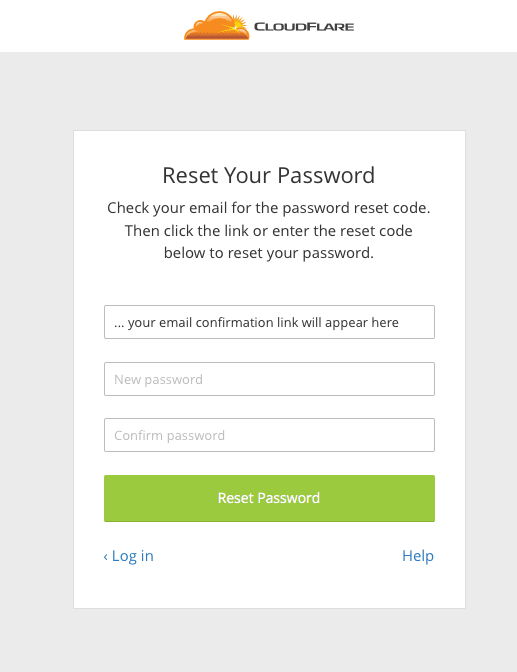 Set password link in CloudFlare email