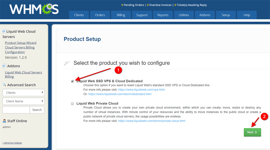 select the product type