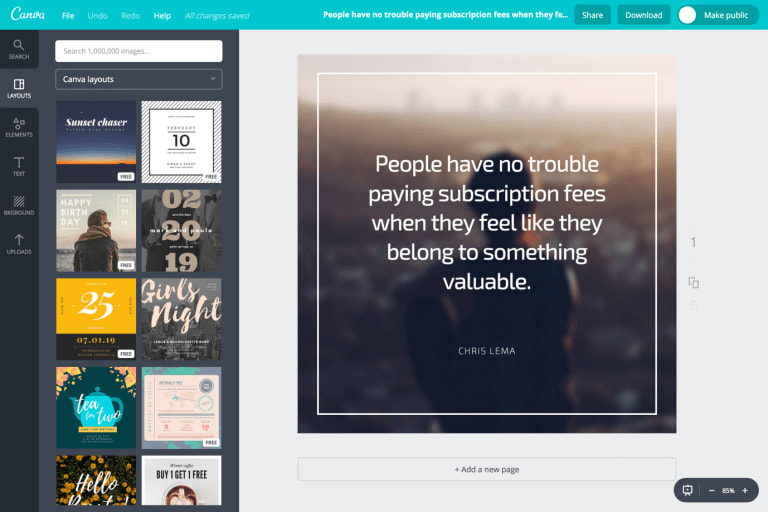 Canva provides tons of templates, layouts and tools to make every different kind of image that you like.