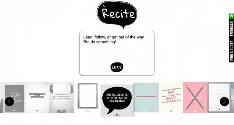 Recite allows you to create inspirational quotes using templates.