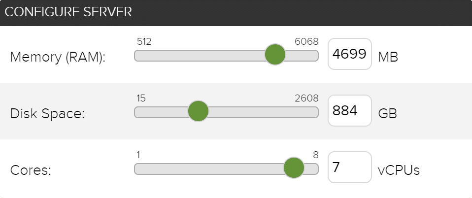 Easy to configure RAM, disk space, and cores