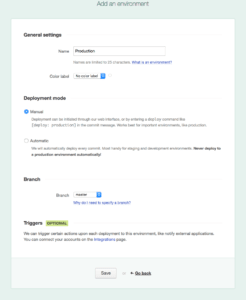 DeployBot General settings page