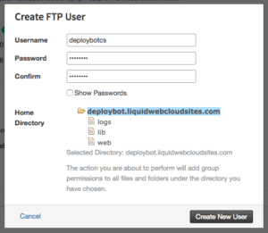 Create FTP user in Cloud Sites - DeployBot Article