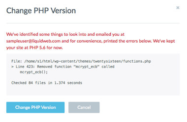 Change PHP version