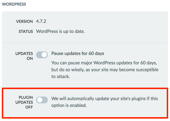 Plugin Updates Off