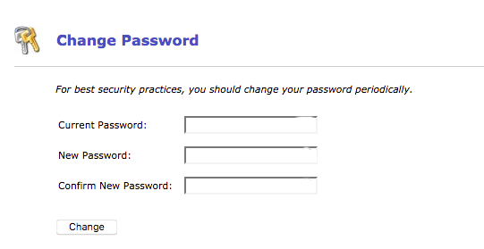 blank change password popup