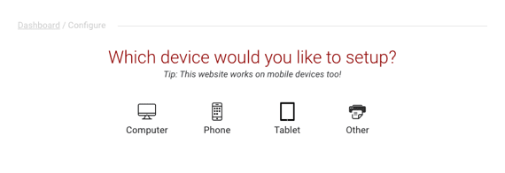 devices setup home page