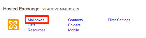 mailboxes link highlighted