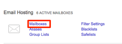 mailboxes link highlighted