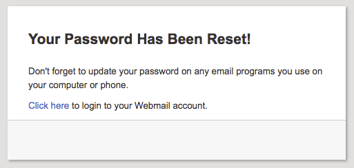 password reset success popup