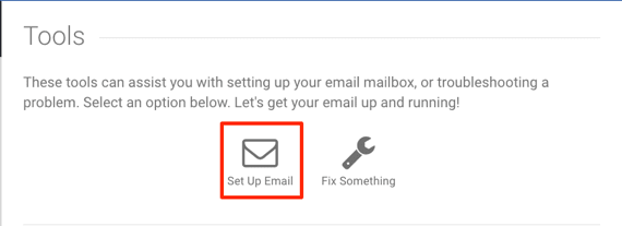 setup email link highlighted