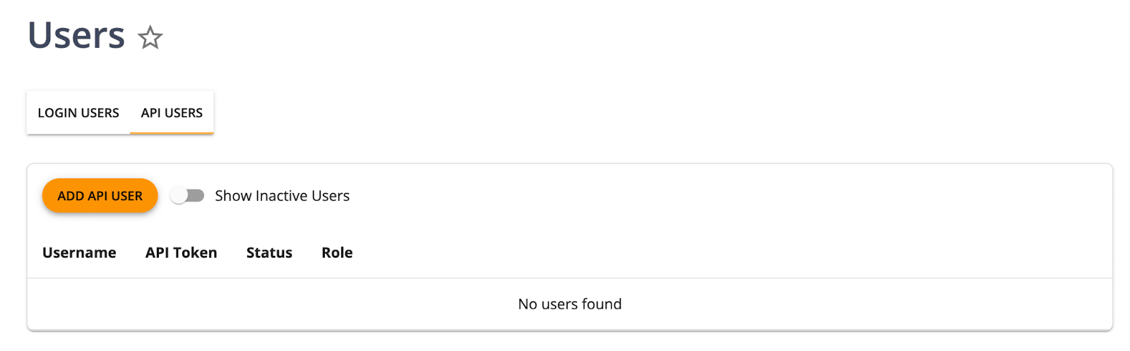 n the Users section, click on the API USERS tab along the top. This will bring you to the users page, which allows you to create an API token by clicking on the ADD API USER button.