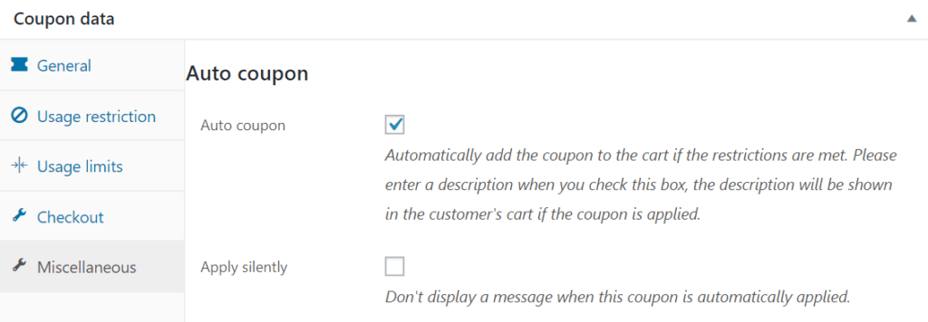 Auto coupon settings