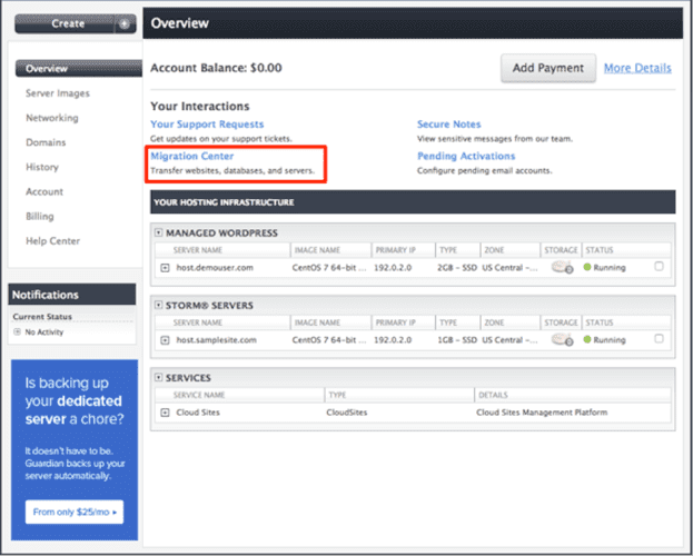 manage migration center