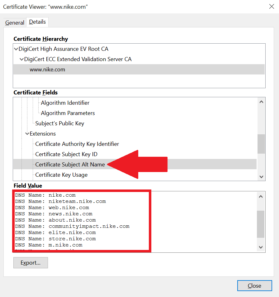 SSL Certificates - Unified Communications Certificate UCC of nike.com