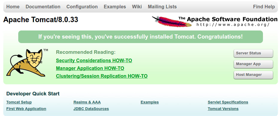 Apache Tomcat 8 Verification Page