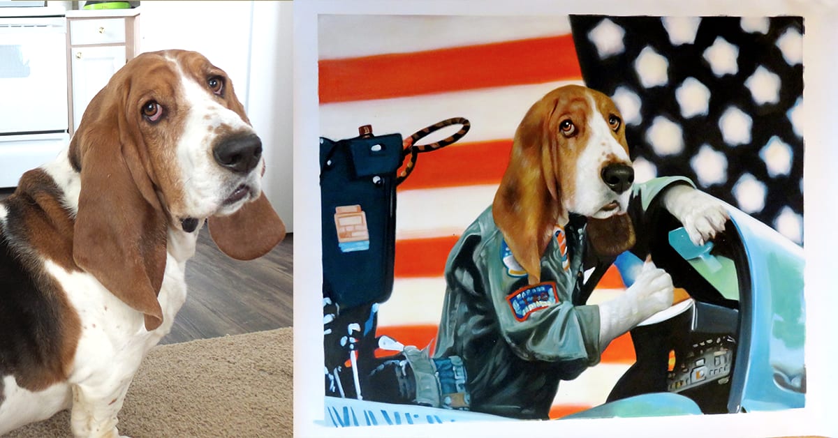 splendid beast custom art - picture of dog painted in a fighter jet