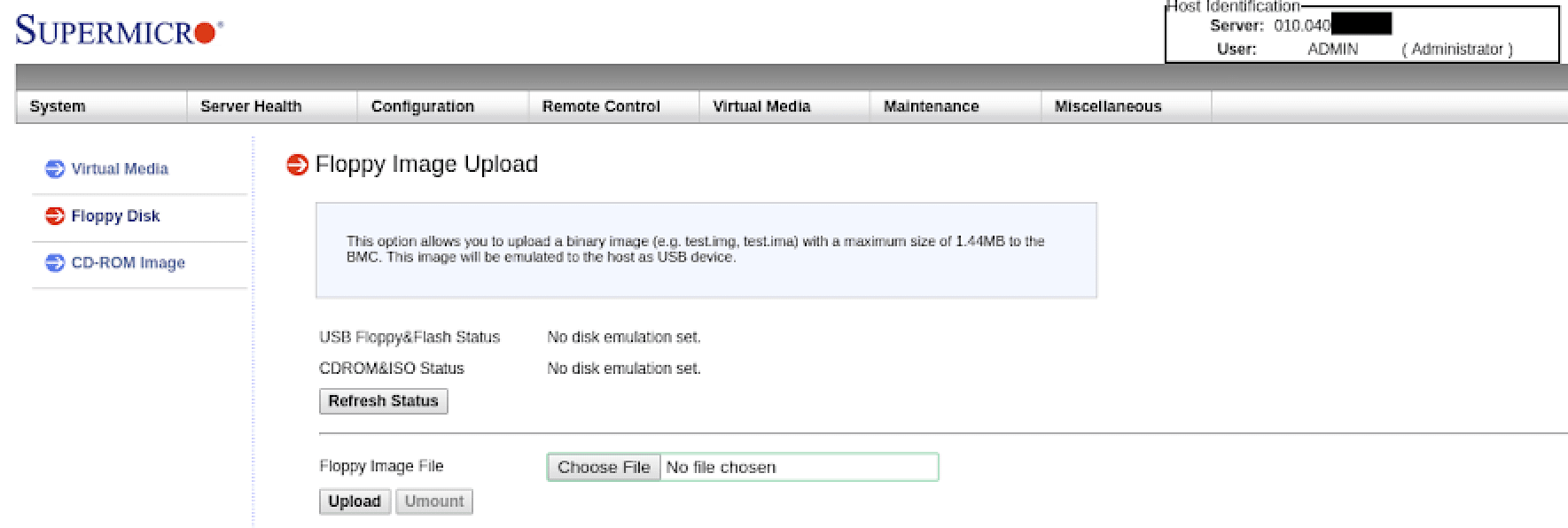 IPMI gives you the ability to add binary through floppy disk.