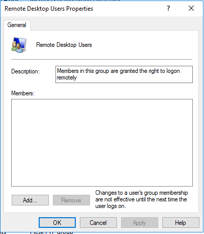 remote desktop users group