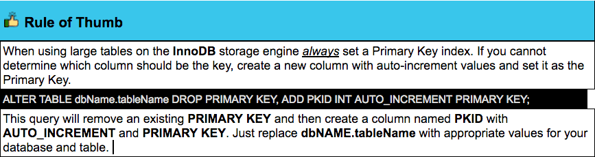 Primary Key Index is absolutely necessary for large tables.