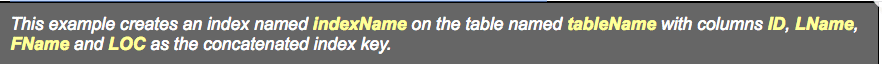 CREATE INDEX statement creates an index and names it.