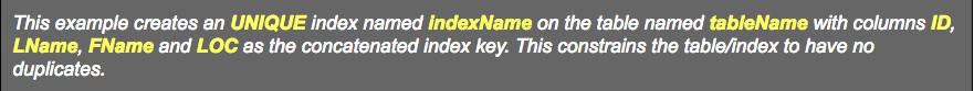 the CREATE UNIQUE command can add an index to a table ensuring no duplicate data.