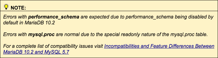 performance_schema and mysql.pc are normal errors when updating MySQL.