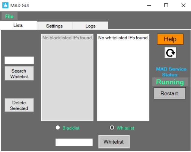 The List tab easily let's you add in blacklisted or whitelisted IPs.