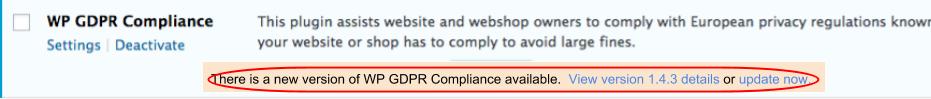 Update the WP GDPR plugin to avoid a hacked WordPress site.