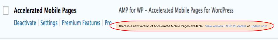 In the WordPress backend click the "update now" link to protect yourself from the AMP hack.